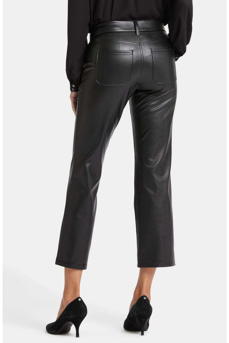 Faux Leather Straight Leg Ankle Pants, Alternate, color, BLACK