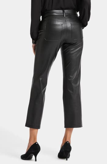Faux Leather Straight Leg Ankle Pants