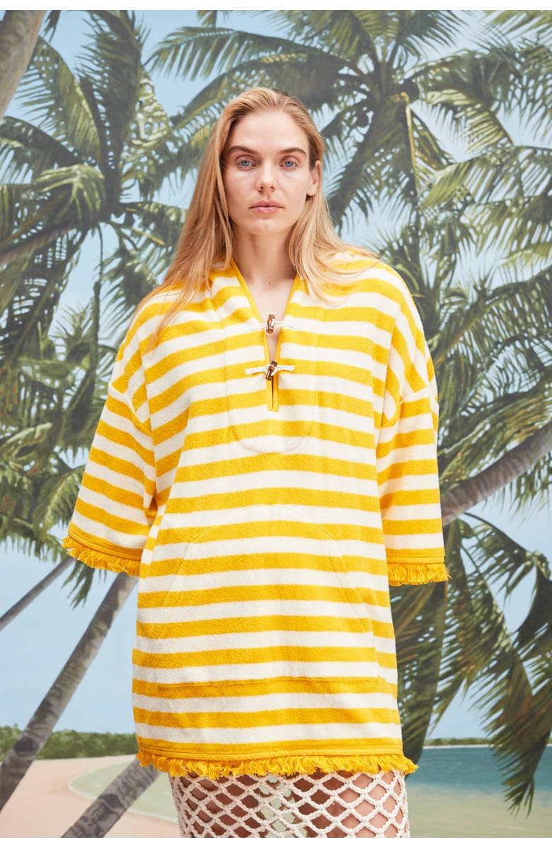 Tombolo 'Saffron Stripe' Beach Towel Top, Alternate, color, Saffron