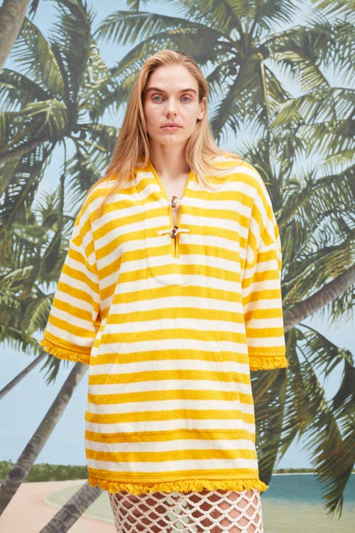 Tombolo 'saffron Stripe' Beach Towel Top In Saffron