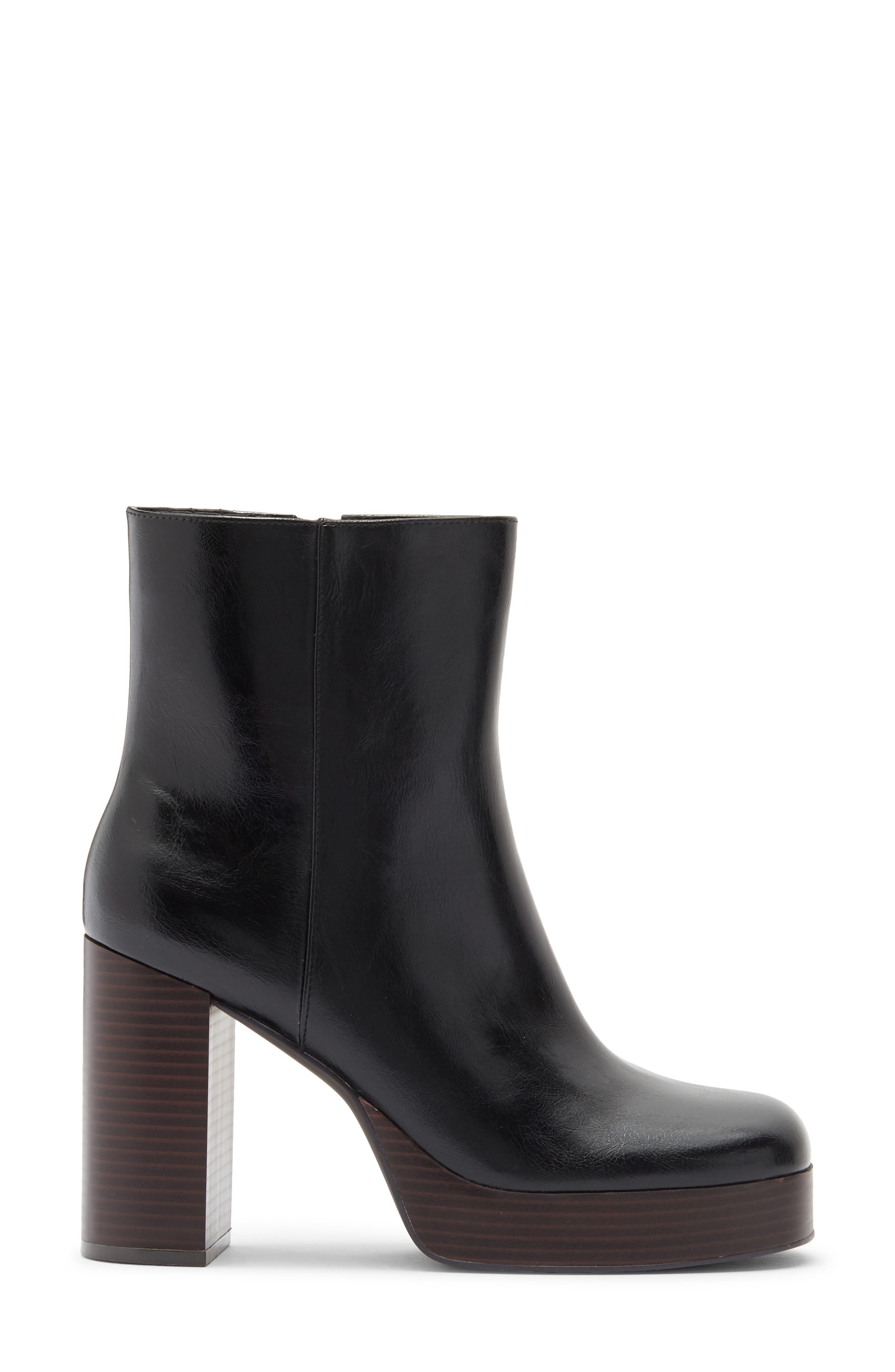 Bentley Faux Leather Platform Short Boot, Alternate, color, BLACK