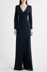 Chiara Boni La Petite Robe Wiesa Faux Pearl Detail Long Sleeve Gown