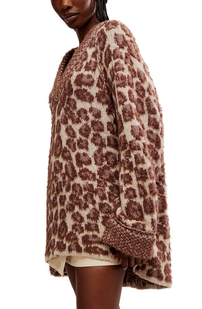 Free People Animal Pattern Tunic Sweater, Alternate, color, 