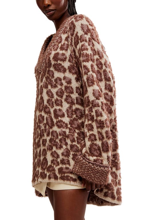 FREE PEOPLE FREE PEOPLE ANIMAL PATTERN TUNIC SWEATER 