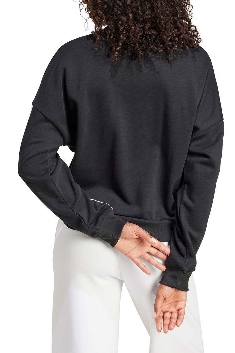 3-Stripes French Terry Crop Sweater, Alternate, color, BLACK/ WHITE