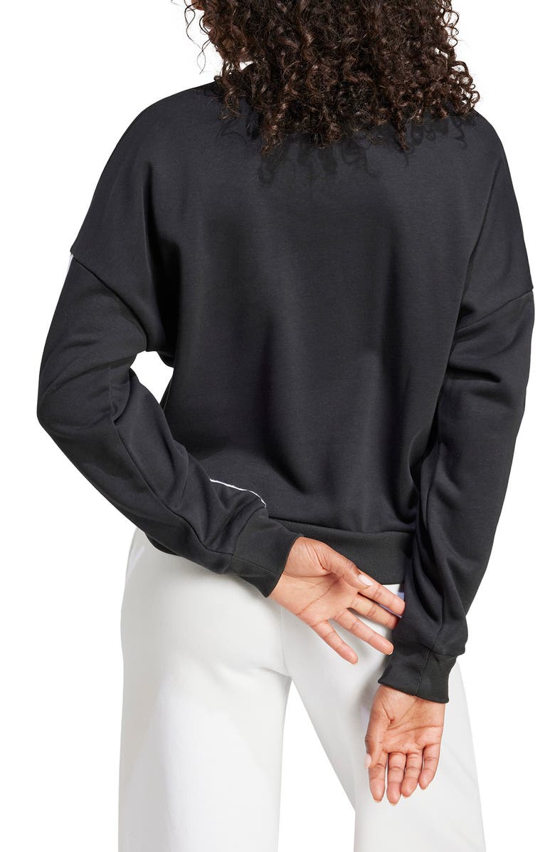 adidas 3-Stripes French Terry Crop Sweater, Alternate, color, Black/ White