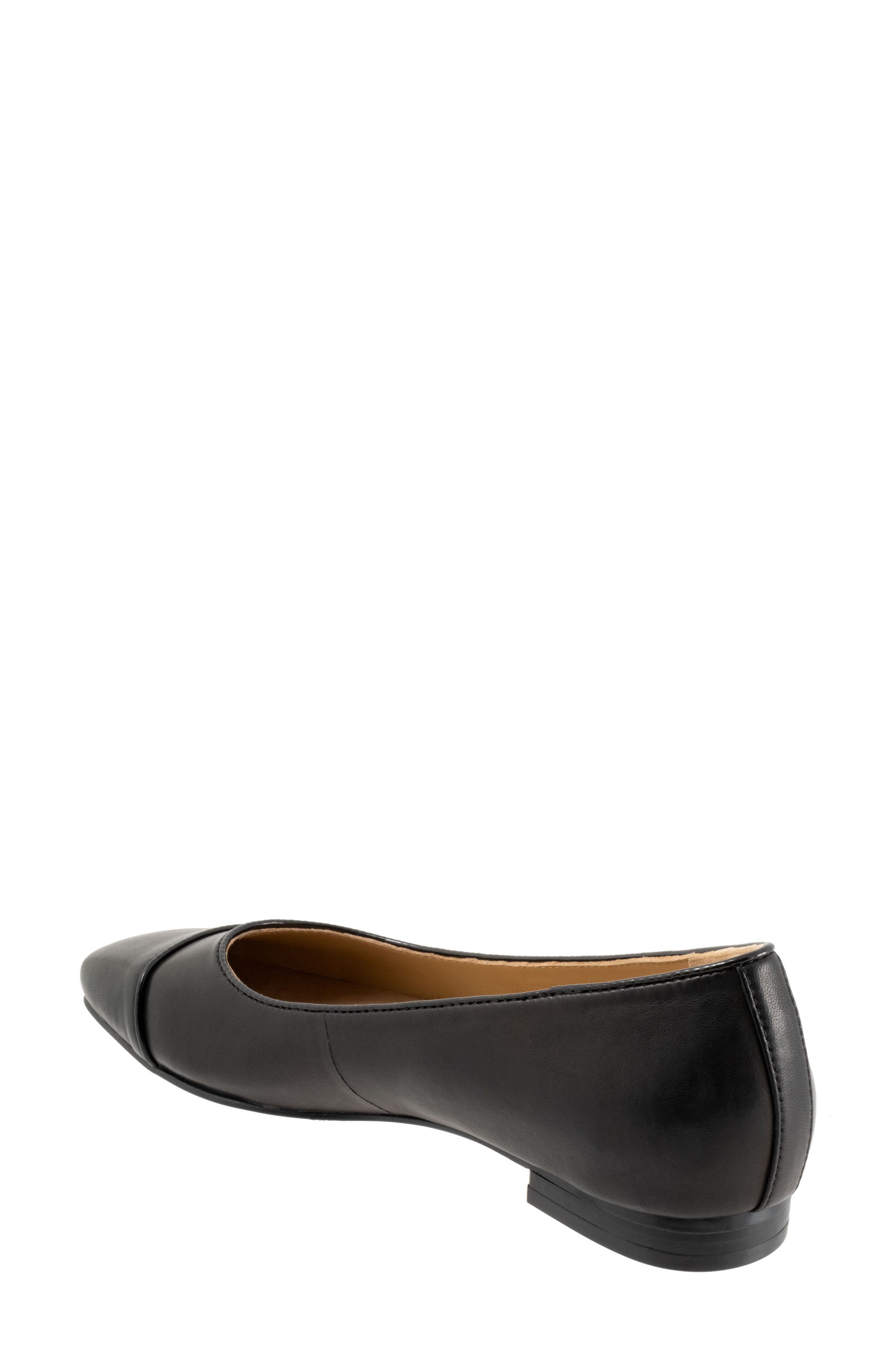 Trotters Harbor Cap Toe Flat, Alternate, color, Black