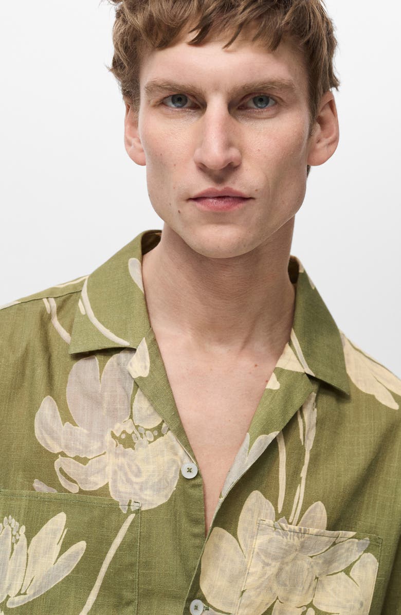 MANGO Floral Cotton Camp Shirt, Alternate, color, 