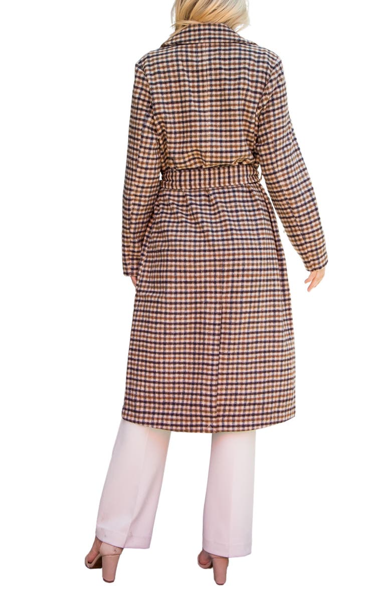 Stoosh Tie Waist Longline Coat, Alternate, color, Tan Mix