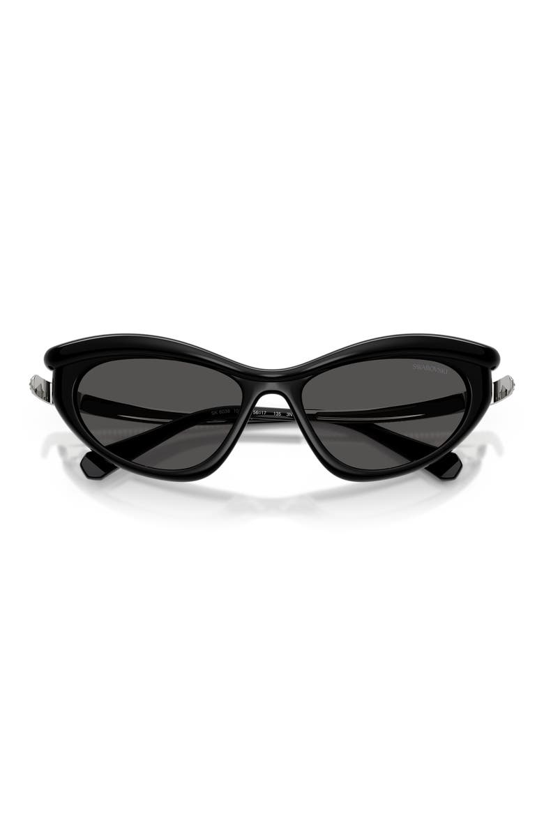 56mm Cat Eye Sunglasses, Alternate, color, BLACK / DARK GREY
