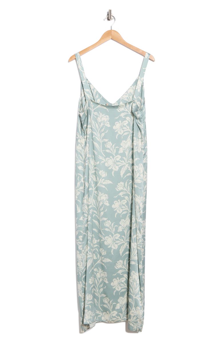 Faherty Floral Sandwashed Silk Midi Slipdress, Alternate, color, Silver Blue Chiyoda