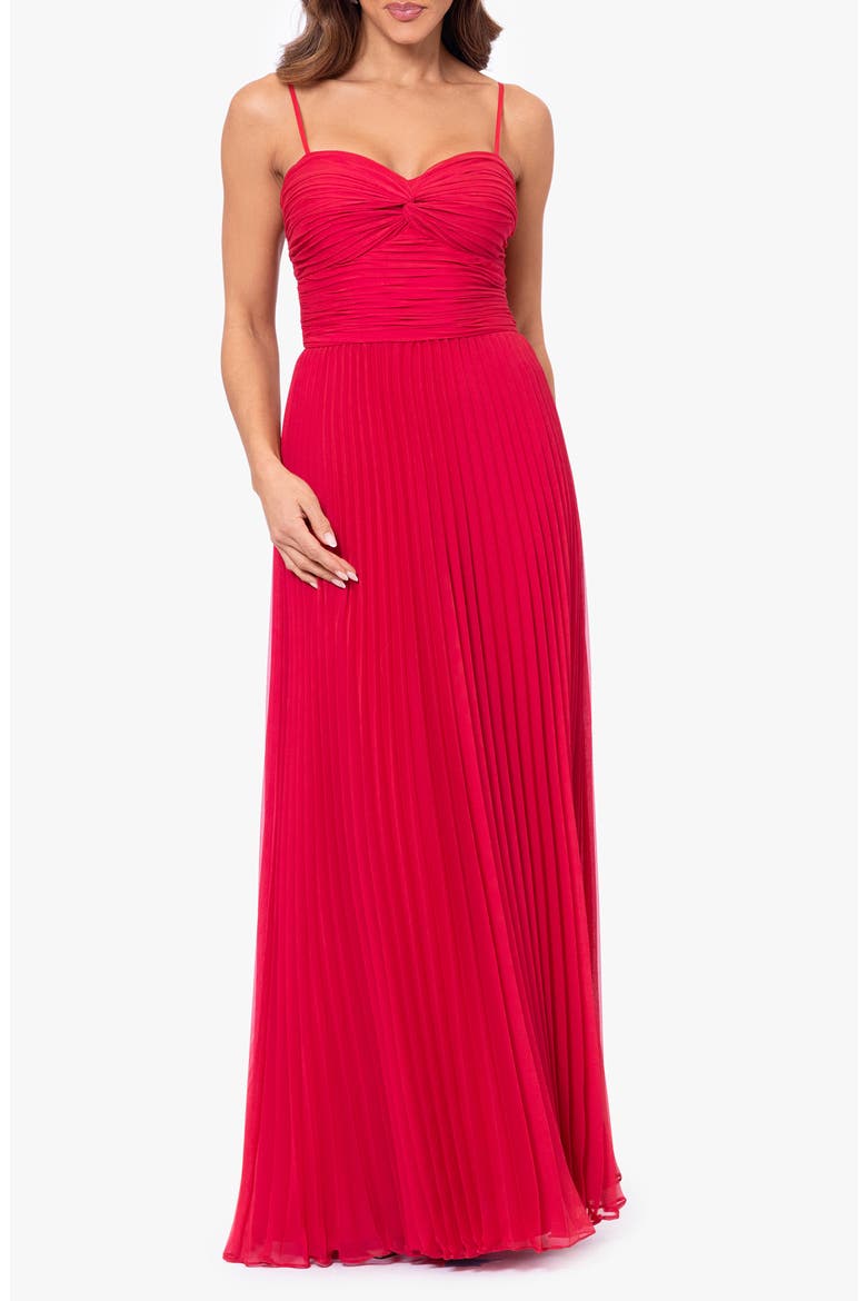 Ruched & Pleated Gown, Alternate, color, WATERMELON