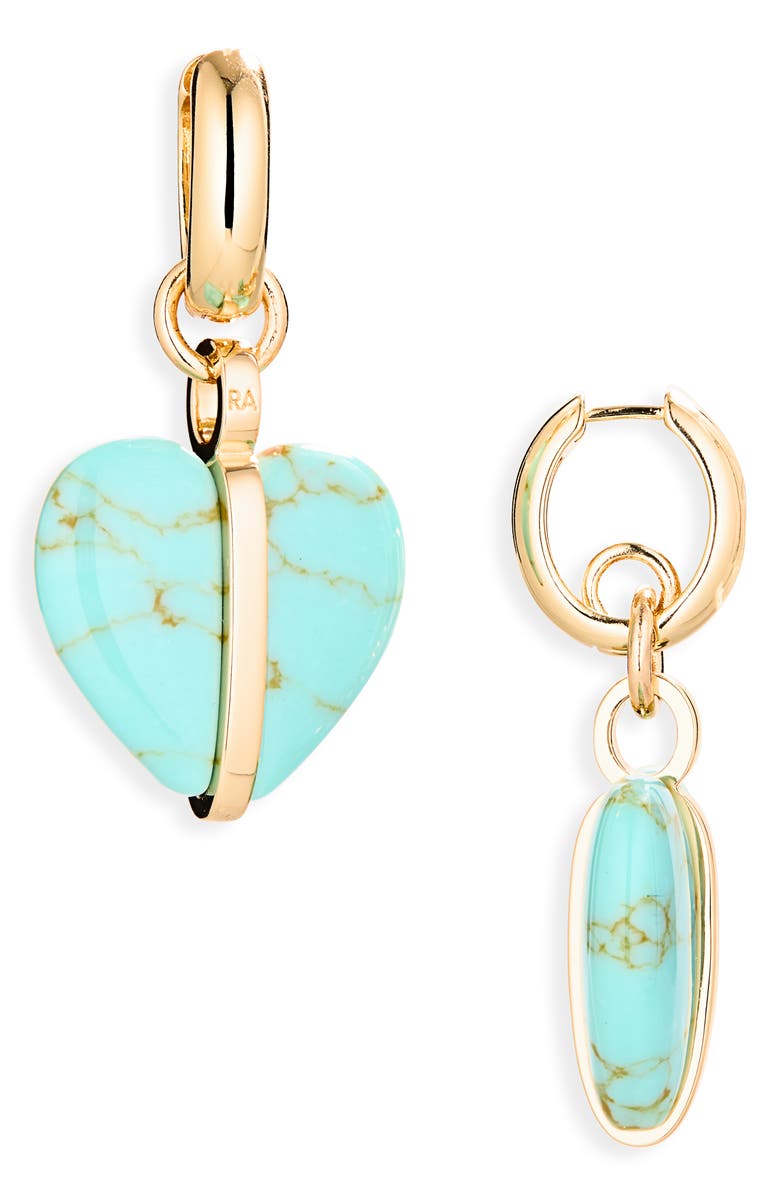 ROXANNE ASSOULIN Heart Charm Drop Earrings, Main, color, Gold/ Turquoise
