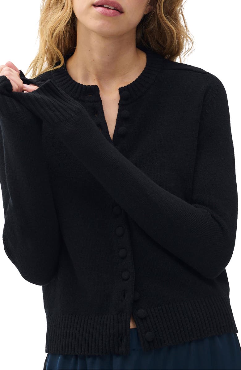 rag & bone Wallace Crewneck Cardigan, Alternate, color, Black