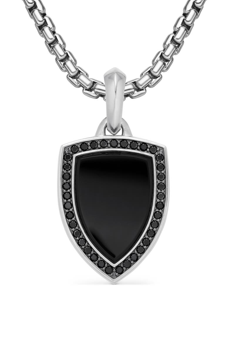 David Yurman Men's Shield Amulet with Diamonds, Main, color, Sterling Silver/ Black Onyx