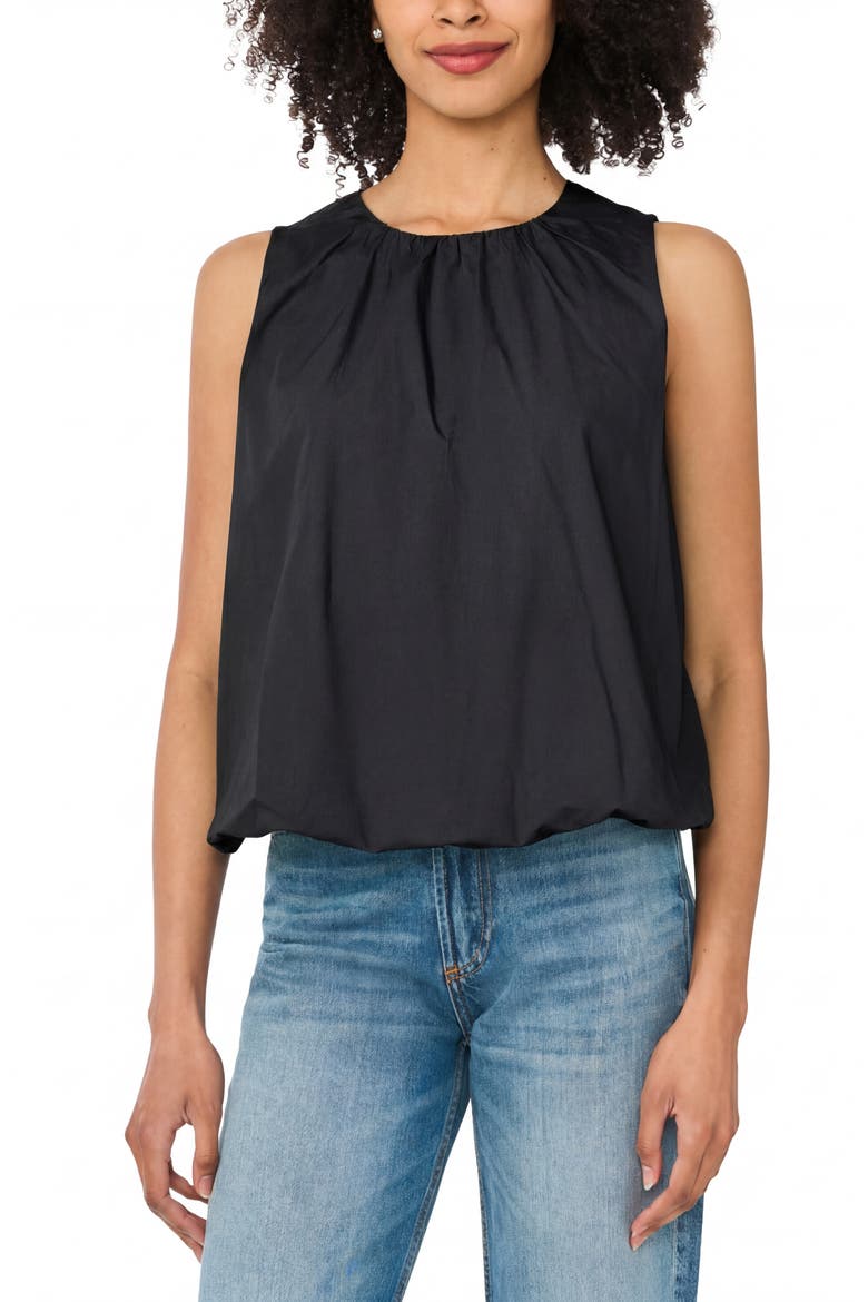 Cotton Poplin Bubble Top, Main, color, BLACK