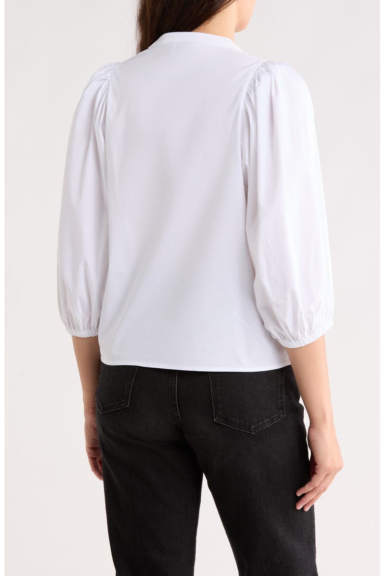 Puff Sleeve Button-Up Top, Alternate, color, WHITE