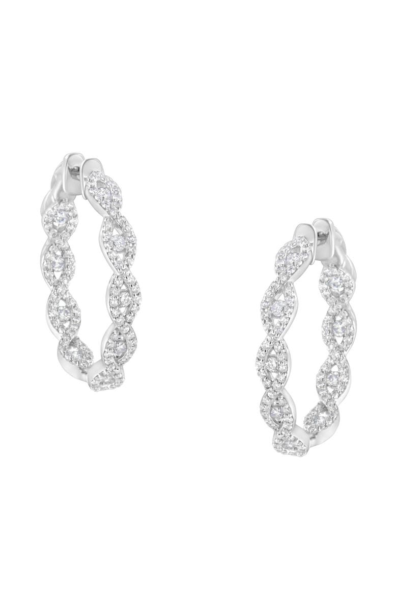 Haus of Brilliance 10K White Gold 1 1/2 cttw Diamond Hoop Earrings, Main, color, White