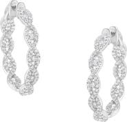 Haus of Brilliance 10K White Gold 1 1/2 cttw Diamond Hoop Earrings