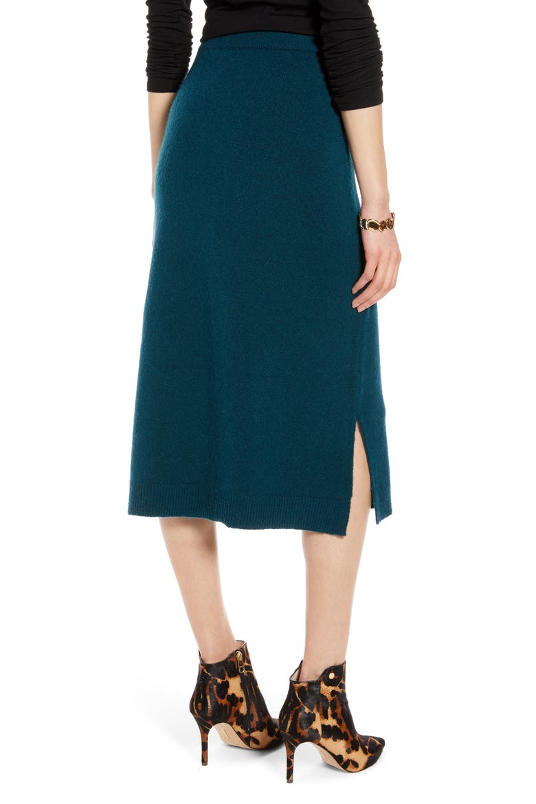Midi Sweater Skirt, Alternate, color, TEAL ABYSS
