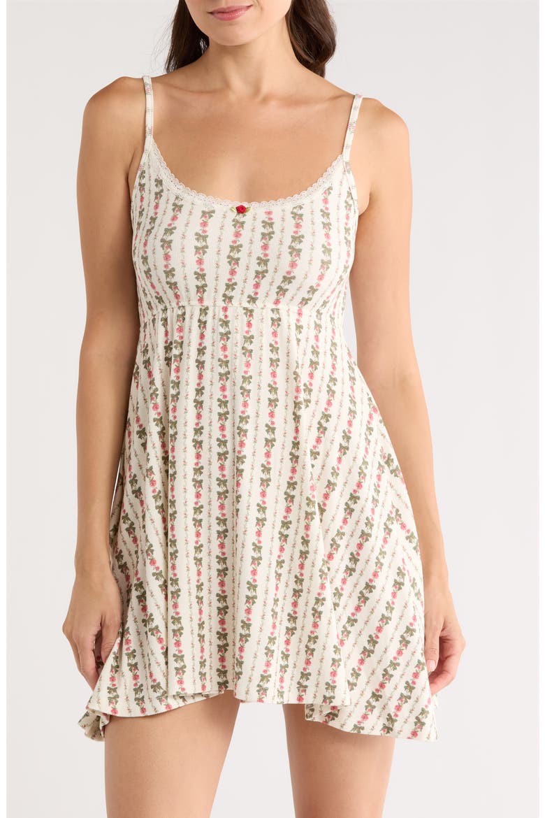 Print Babydoll Chemise, Main, color, HEIRLOOM ROSE