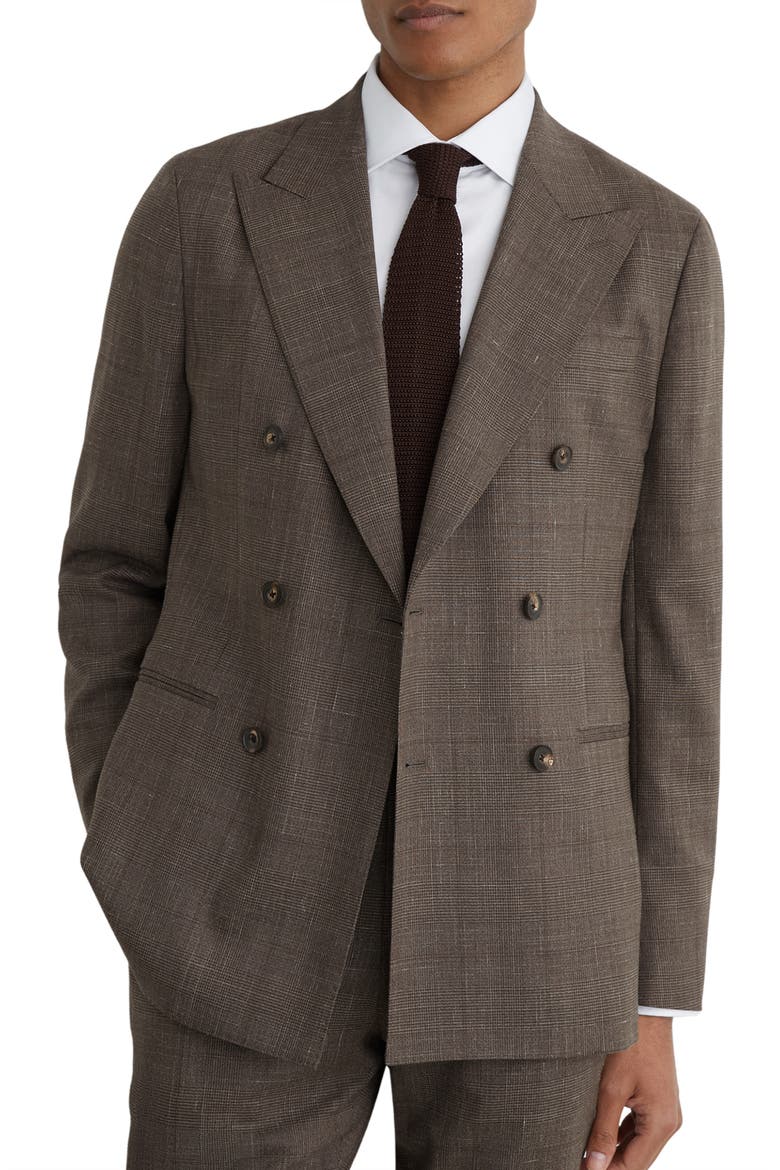 Penso Double Breasted Plaid Sport Coat, Main, color, CHOCOLATE BROWN