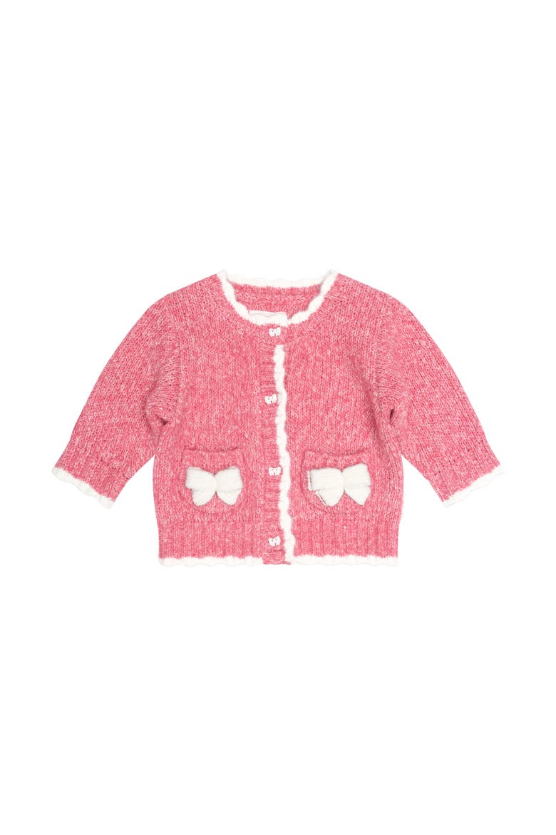 Berry 3D Bow Scalloped Cardi, Main, color, Dusty Berry