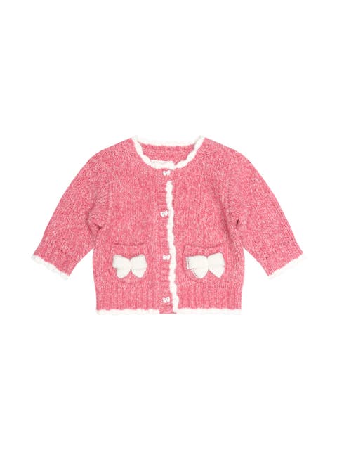 Berry 3D Bow Scalloped Cardi