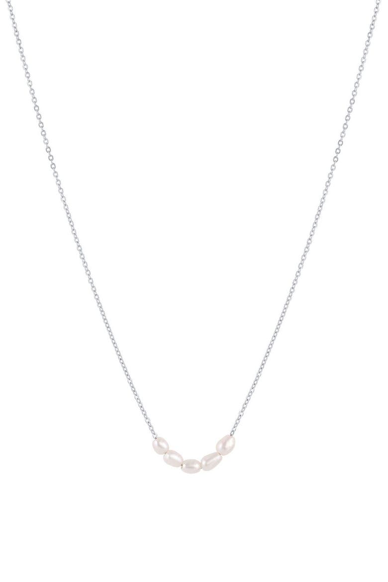 Landon Pearl Necklace, Main, color, Silver