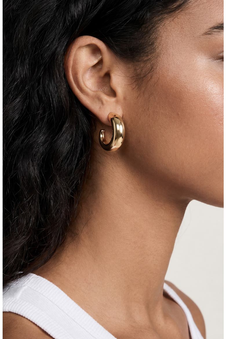 Simple Smooth Hoop Earrings, Alternate, color, GOLD