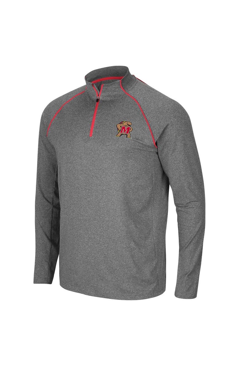 COLOSSEUM Men's Colosseum Heathered Charcoal Maryland Terrapins Robert Raglan Quarter-Zip Jacket, Alternate, color,
