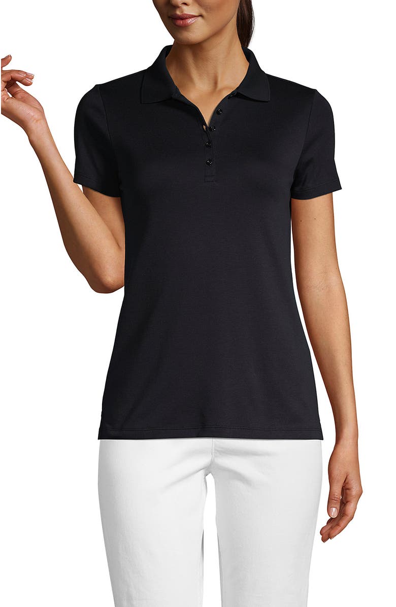 Lands' End Supima Cotton Polo Shirt, Main, color, Black