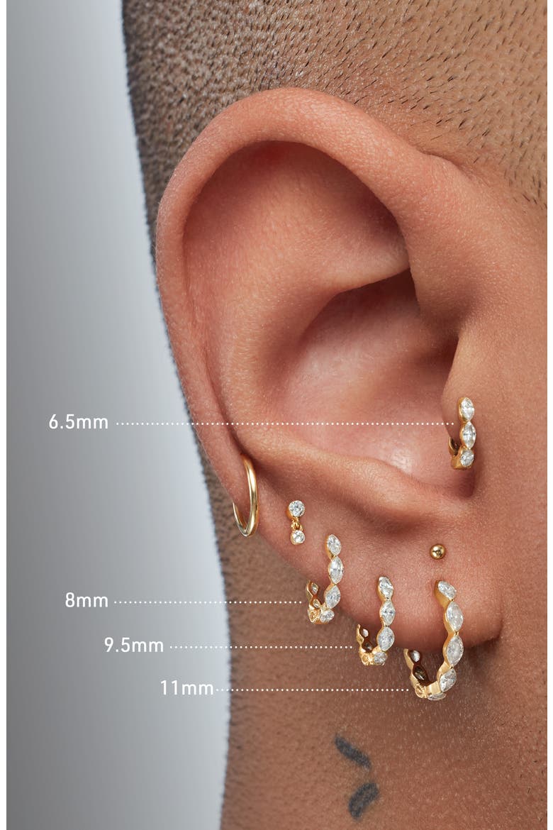 Single Diamond Marquise Eternity Hoop Earring, Alternate, color, YELLOW GOLD