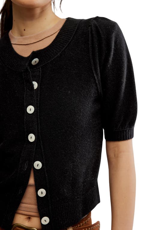 Free People Isla Elbow Sleeve Wool & Cashmere Blend Cardigan In Black