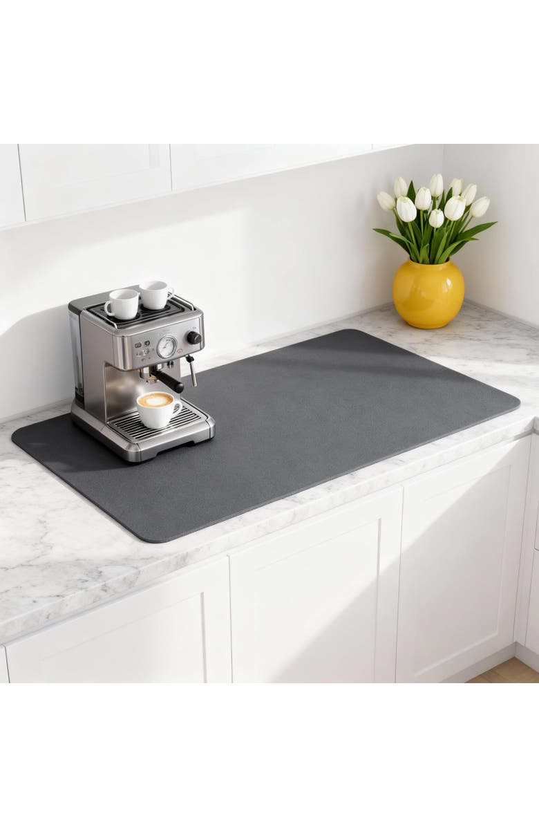 STRABELLA Dish Drying Mat, 17x31 Inches, Dark Gray, Super Water Absorbent, Quick Dry, Alternate, color, Multicolored