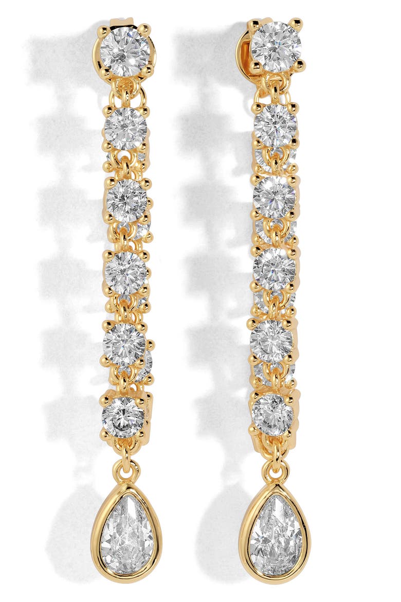 Stephie Bezel Front/Back Earrings, Main, color, GOLD