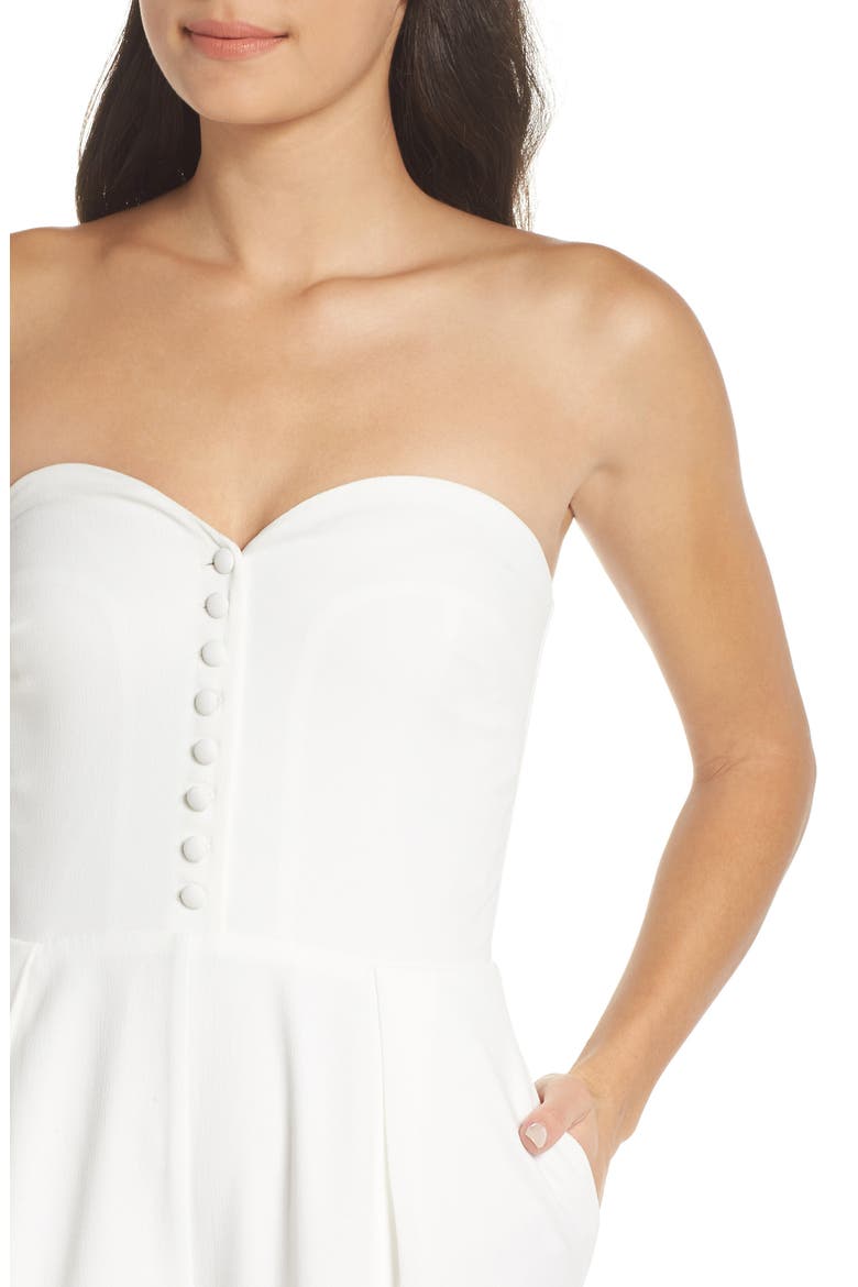 Aretha Strapless Jumpsuit, Alternate, color, WHITE