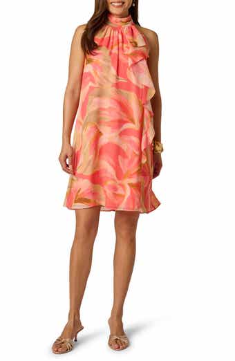 Floral Print Halter Trapeze Dress