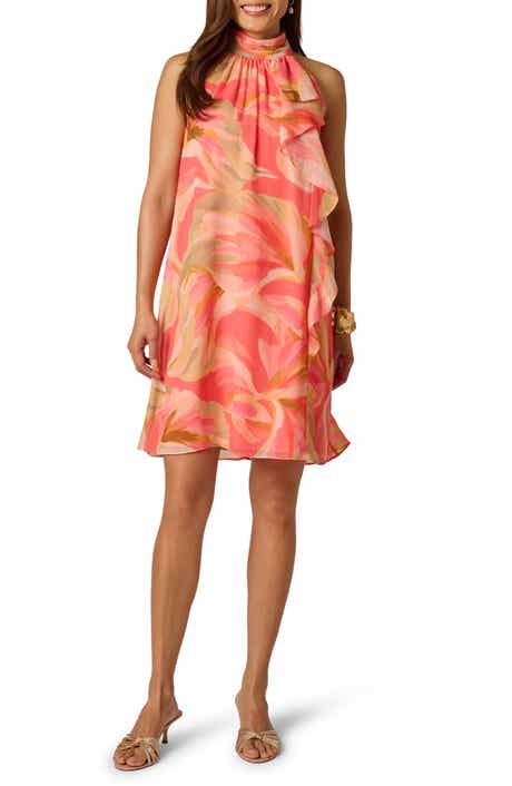 Floral Print Halter Trapeze Dress