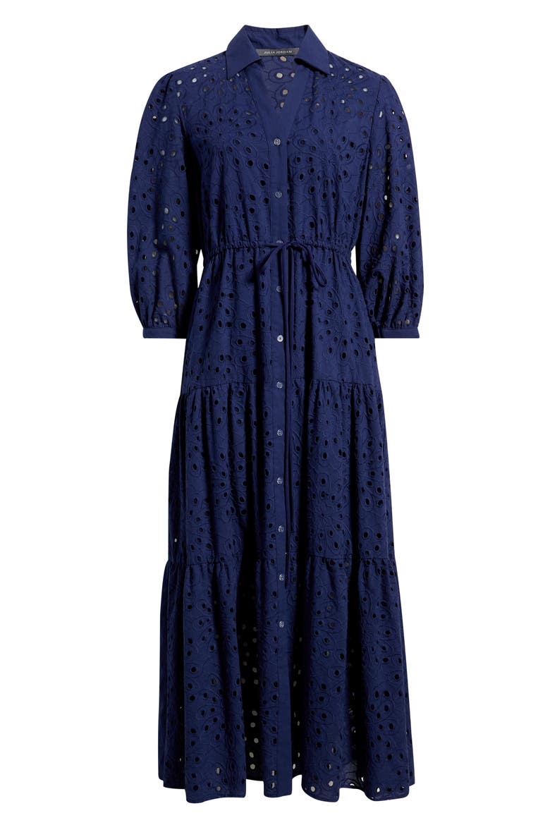 Cotton Eyelet Shirtdress, Alternate, color, NAVY