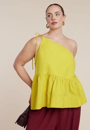ELOQUII Asymmetric Trapeze Poplin Top