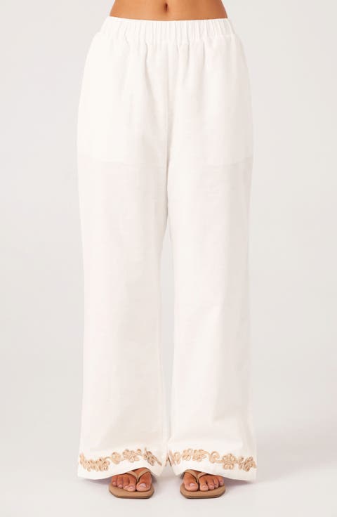 Ines Soutache Trim Linen & Cotton Pants