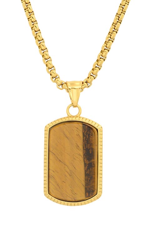 Tiger's Eye Dog Tag Pendant Necklace