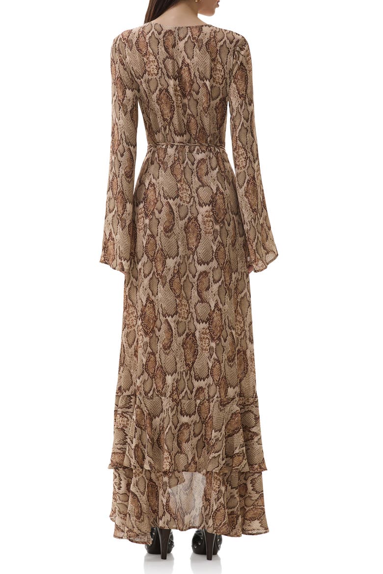 Mimi Snakeskin Print Long Sleeve Wrap Dress, Alternate, color, SAND SNAKE