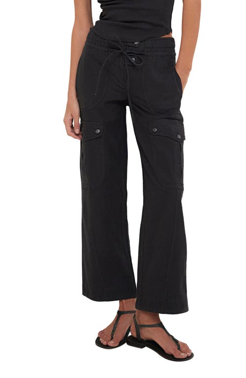 Free People Park Ave Cotton Cargo Pants In Black