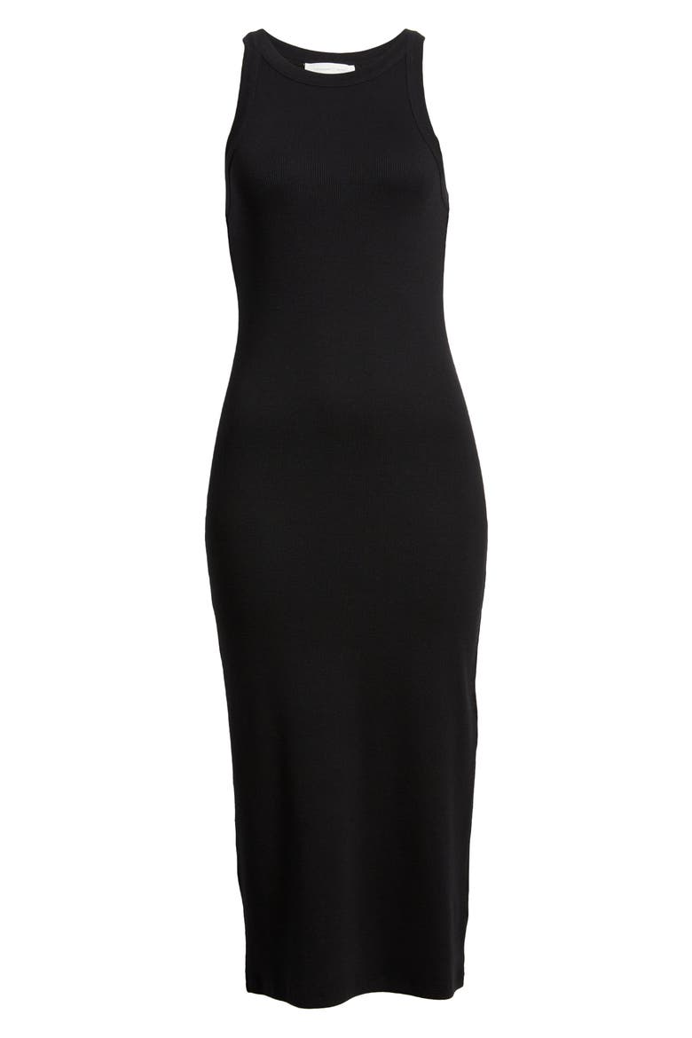 Cut In Rib Tank Dress, Alternate, color, BLACK