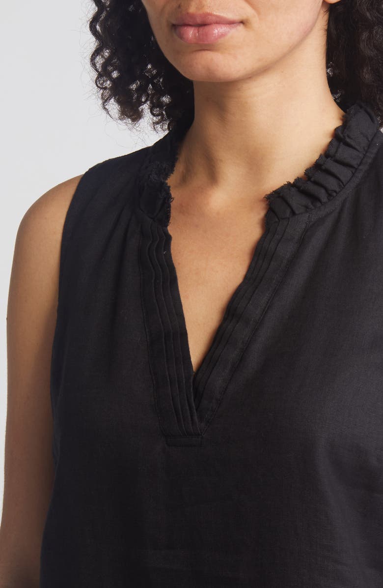 Tommy Bahama Two Palms Double Ruffle Linen Dress, Alternate, color, Black