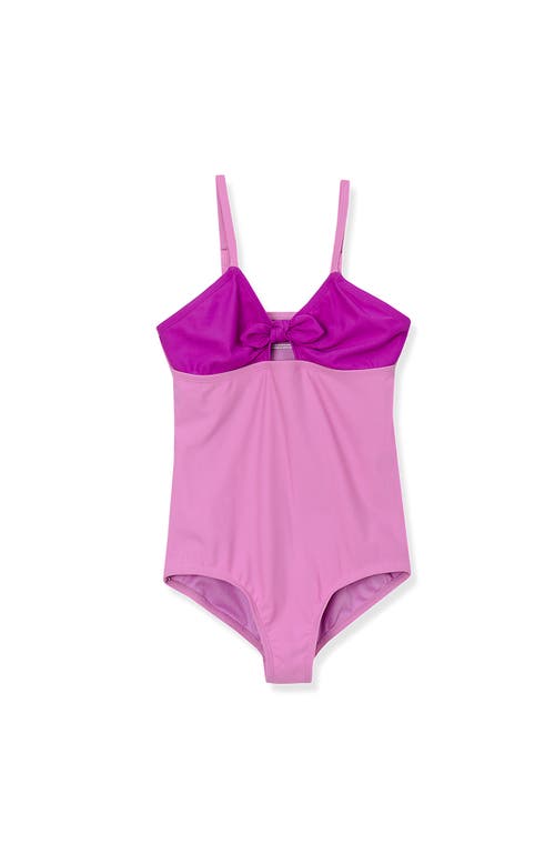Lands' End Girls Chlorine Resistant Cutout One Piece Swimsuit In Purple Flower/wild Rose