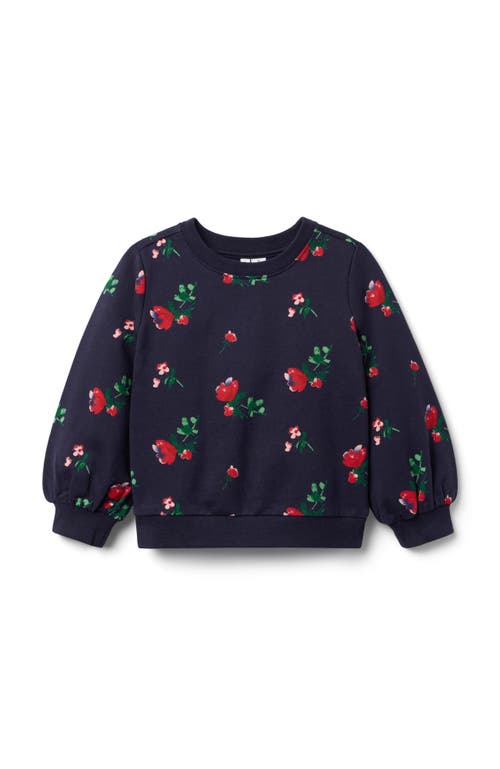 Janie And Jack Floral French Terry Sweatshirt In Blue