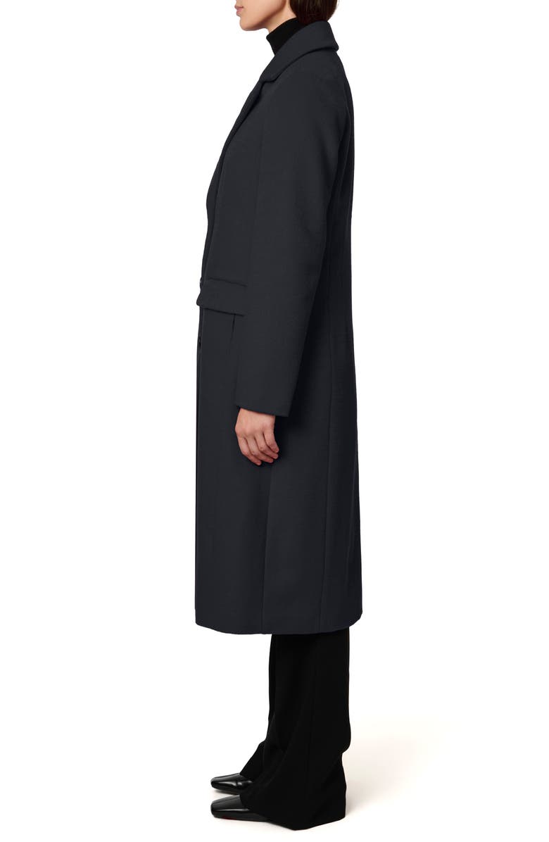 Bernardo Structured Wool Blend Coat, Alternate, color, Navy